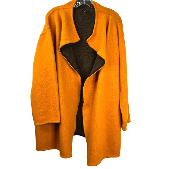 Eileen Fisher Women Long Open Front Cardigan Lambswool Blend Size L   ***FLAW*** - Picture 1 of 16
